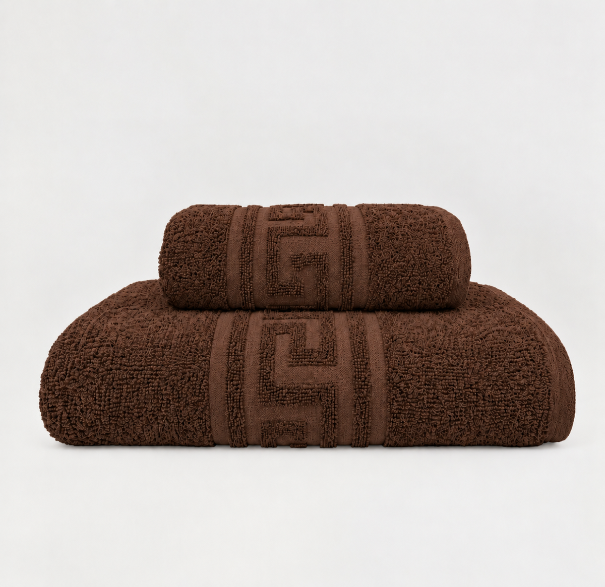 2 pieces Brown Greek Export Bath towels set Bath towel (28x58 inches) and Hand towel (24x40inches)