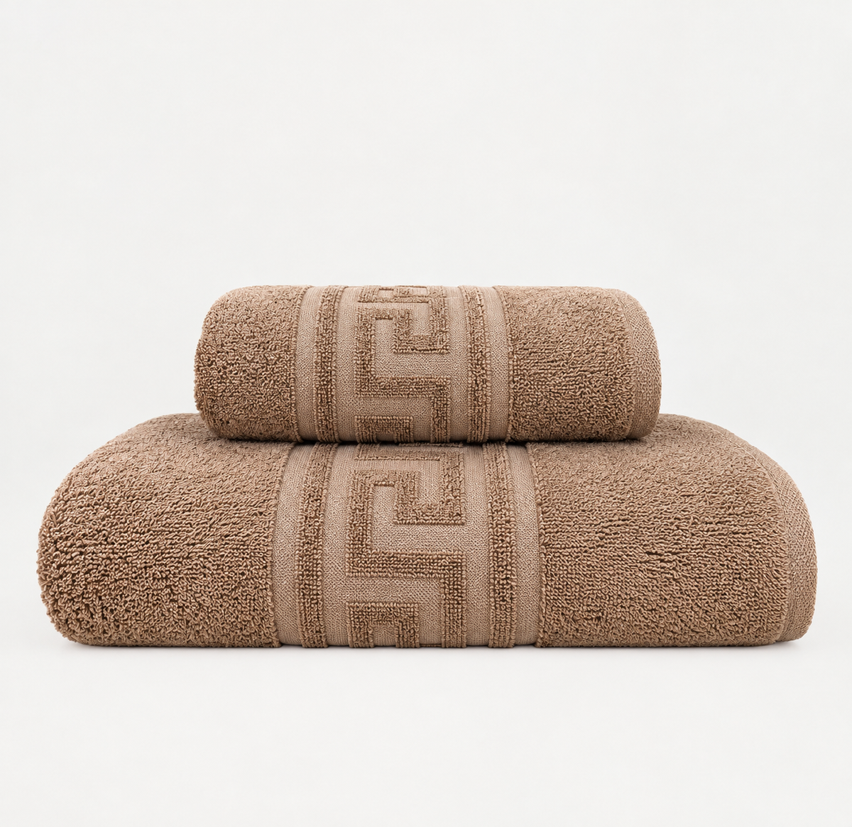 2 pieces Beige Greek Export Bath towels set Bath towel (28x58 inches) and Hand towel (24x40inches)