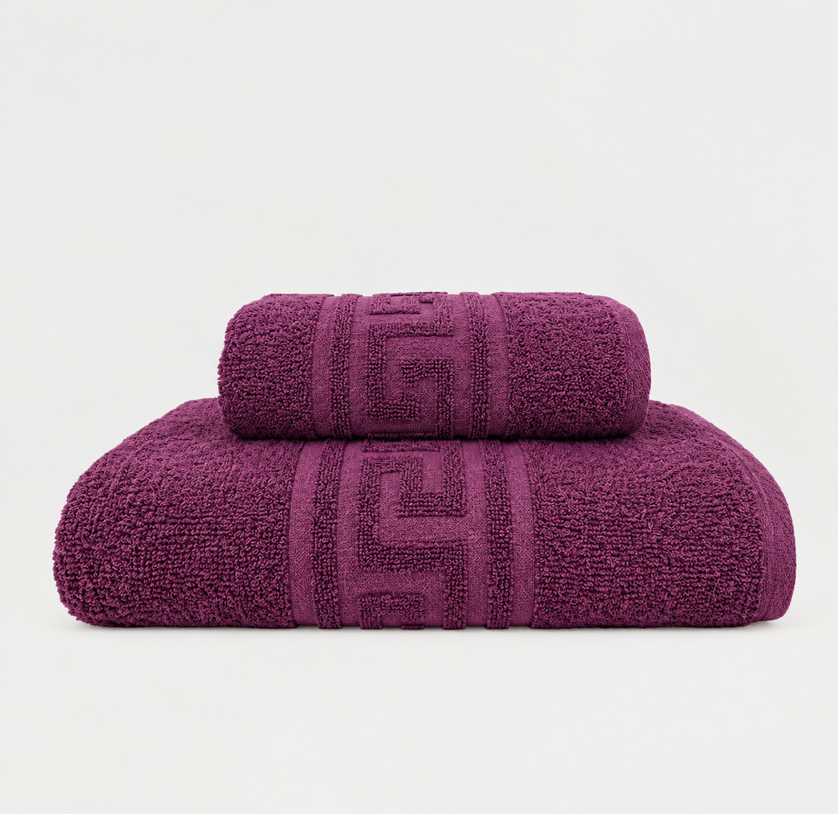 2 pieces purple Greek Export Bath towels set Bath towel (28x58 inches) and Hand towel (24x40inches)