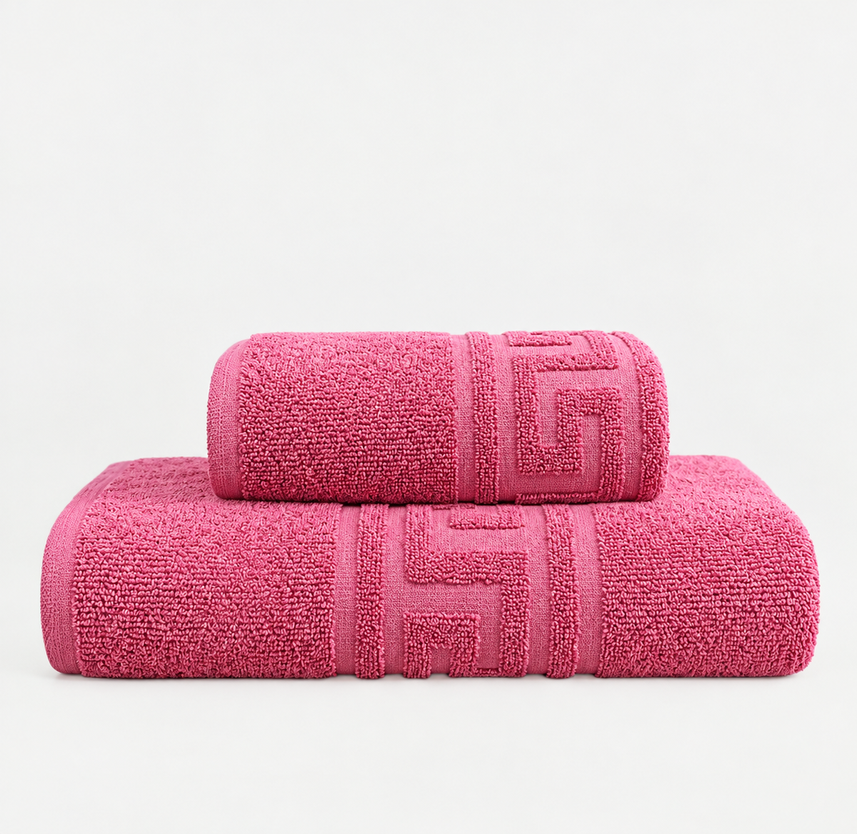 2 pieces pink Greek Export Bath towels set Bath towel (28x58 inches) and Hand towel (24x40inches)